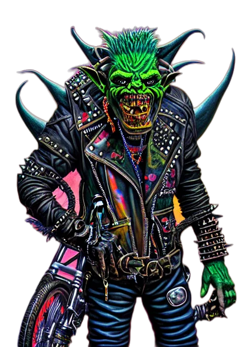 jacket, staff, concept art, cyberpunk, comic book art, fantasy art, neon, green transparent PNG cut-out