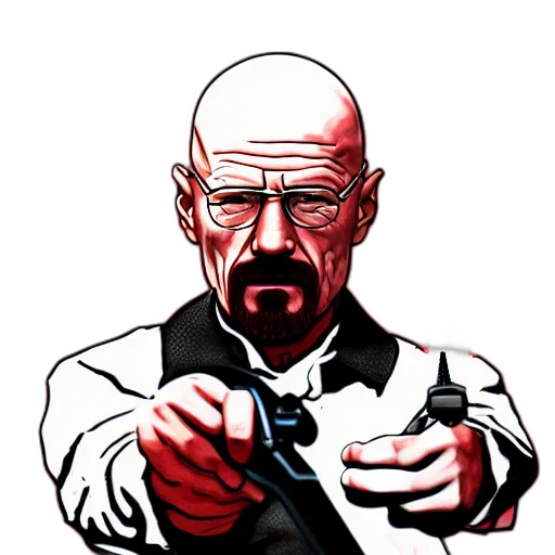 staff, comic book art, pixel art, cartoon, concept art, walter, white, coming transparent PNG cut-out