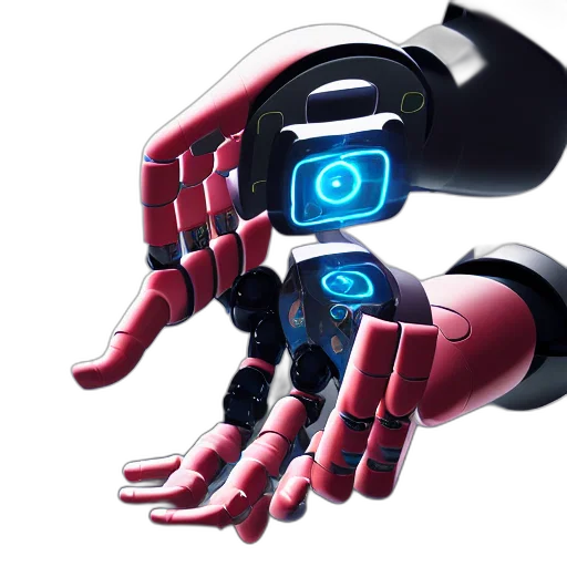 robot, weapon, 3d render, cyberpunk transparent PNG cut-out