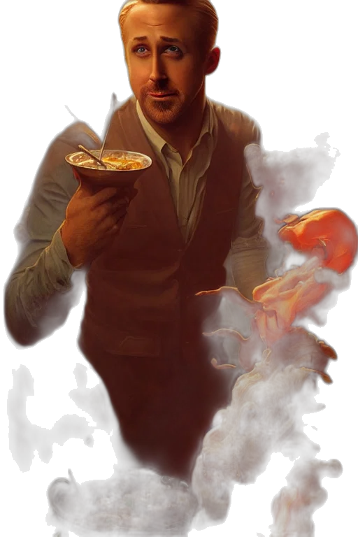 food, jacket, concept art, comic book art, photorealistic, fantasy art, fire, fog transparent PNG cut-out