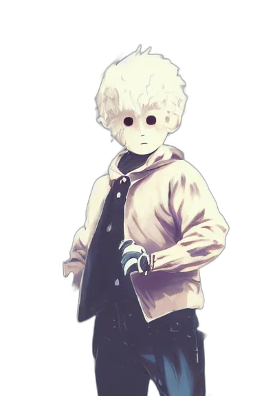mask, jacket, creature, staff, concept art, cartoon, anime, watercolor transparent PNG cut-out