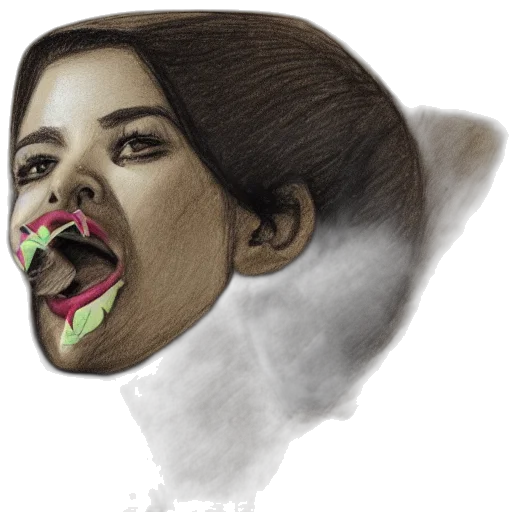 face, mask, hair, creature, photorealistic, concept art, 3d render, watercolor transparent PNG cut-out