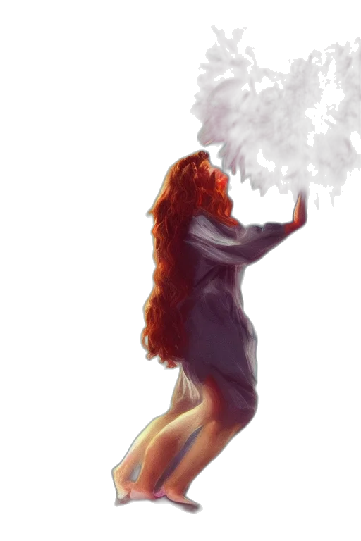 dress, hair, concept art, fantasy art, watercolor, photorealistic, fire, fog transparent PNG cut-out