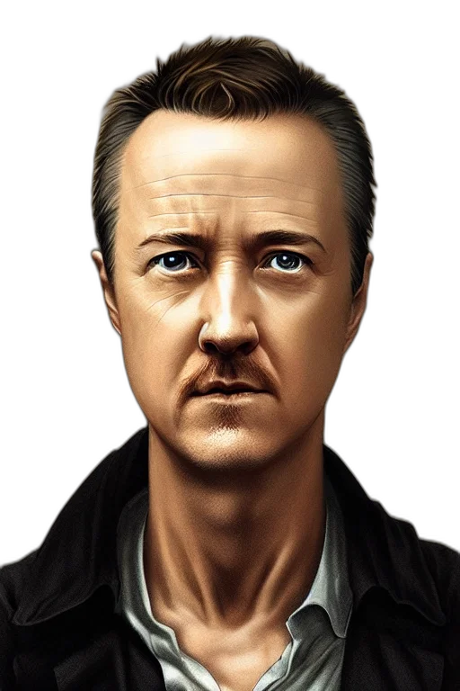 face, photorealistic, cartoon, comic book art, concept art, edward, norton, boiled transparent PNG cut-out