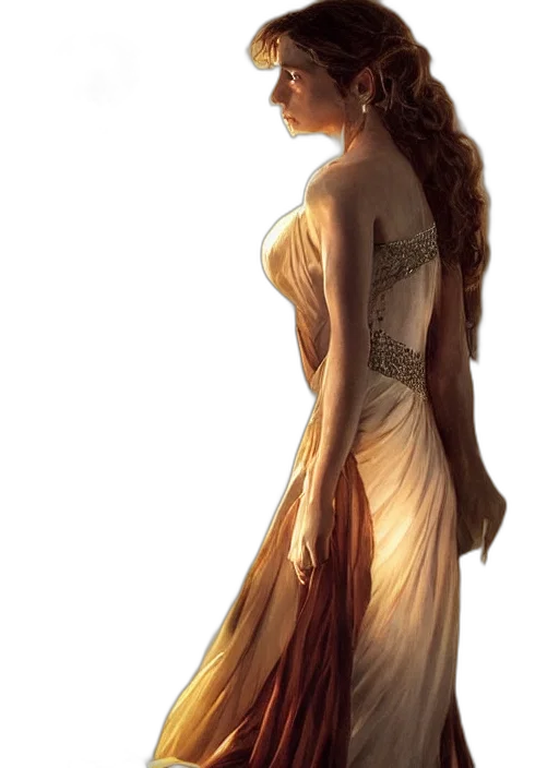 dress, crown, jewelry, staff transparent PNG cut-out