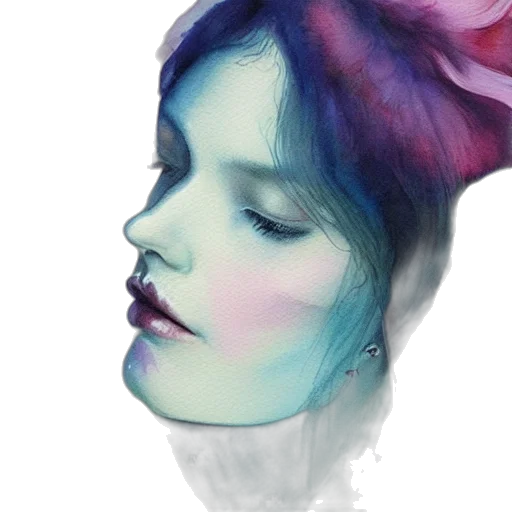 face, crown, hat, watercolor, photorealistic, oil painting, fantasy art, blue transparent PNG cut-out