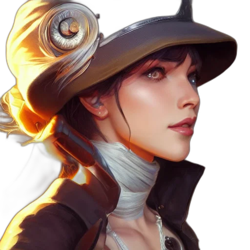 hat, face, staff, jacket, fantasy art, concept art, photorealistic, anime transparent PNG cut-out