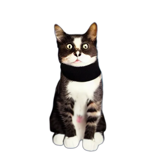 staff, animal, dress, 3d render, cat, black, turtleneck, pullover transparent PNG cut-out