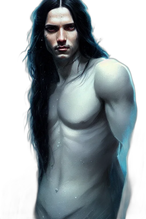 hair, creature, fantasy art, comic book art, photorealistic, concept art, blue, portrait transparent PNG cut-out
