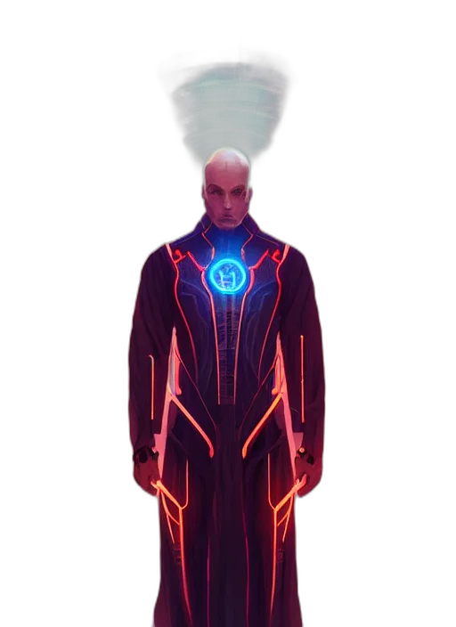 robot, staff, jacket, creature transparent PNG cut-out