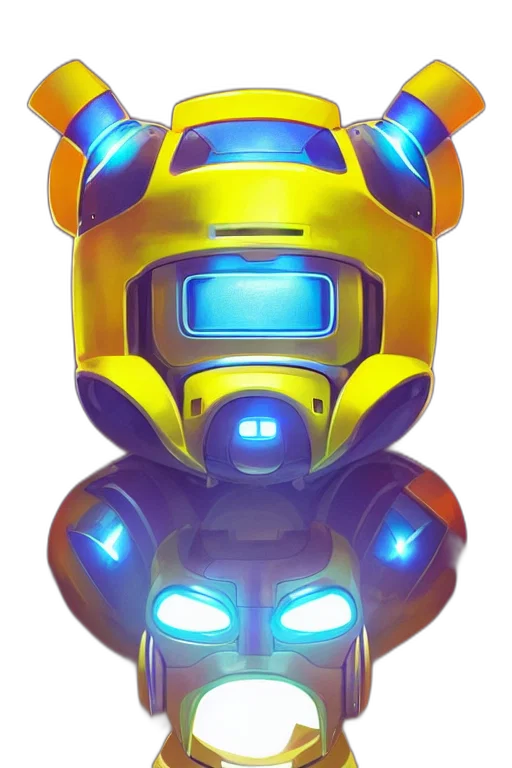 robot, mask, 3d render, concept art transparent PNG cut-out