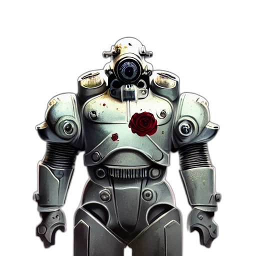 robot, weapon, staff, concept art, 3d render, pixel art, comic book art, perfectly transparent PNG cut-out