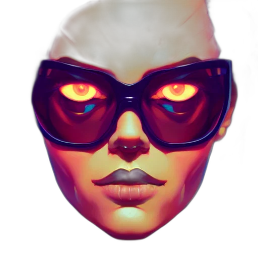 mask, face, hat, crown, 3d render, concept art, vaporwave, cyberpunk transparent PNG cut-out