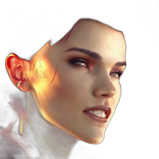 face, robot, photorealistic, concept art, fantasy art, watercolor, fire, outer space transparent PNG cut-out