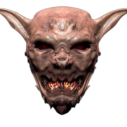 mask, face, creature, staff, concept art, 3d render, photorealistic, fantasy art transparent PNG cut-out