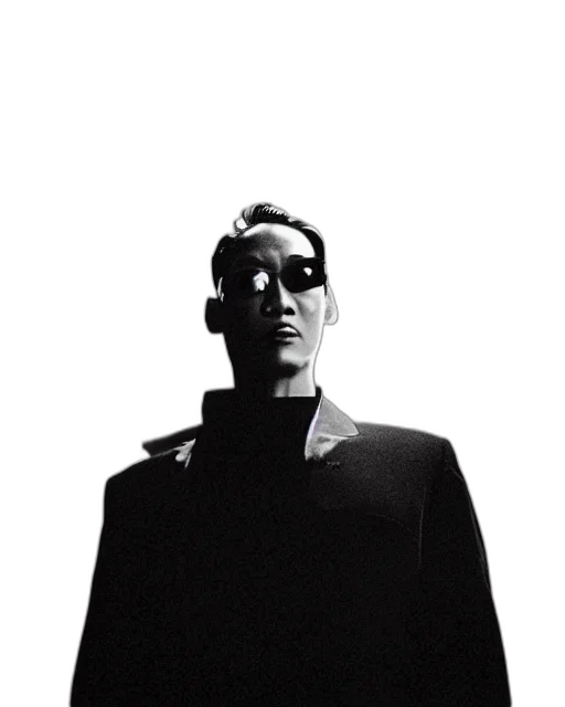 jacket, face, mask, robot, cyberpunk, concept art, comic book art, photo transparent PNG cut-out