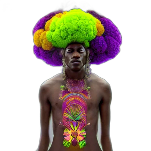 crown, flower, hat, hair, concept art, photorealistic, neon, colorful transparent PNG cut-out