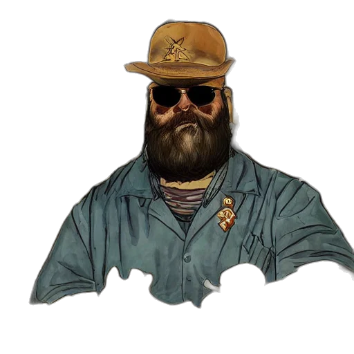 hat, jacket, staff, animal, concept art, pixel art, photorealistic, cartoon transparent PNG cut-out
