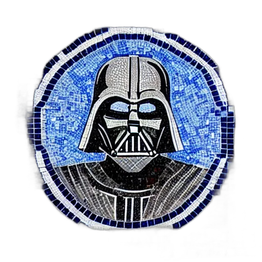mask, pixel art, comic book art, blue, white, mosaic, darth, vader transparent PNG cut-out