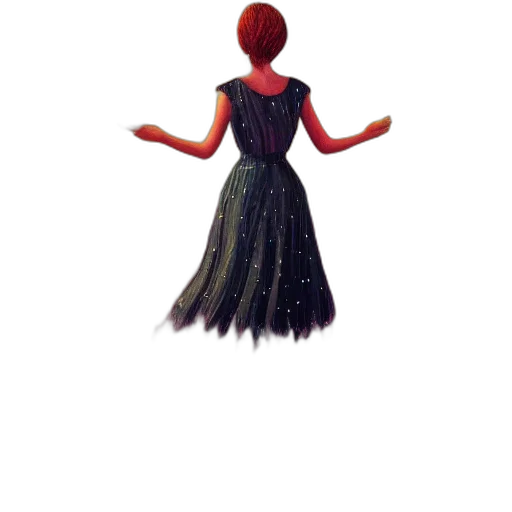 dress, crown, hair, staff, 3d render, concept art, cartoon, pixel art transparent PNG cut-out
