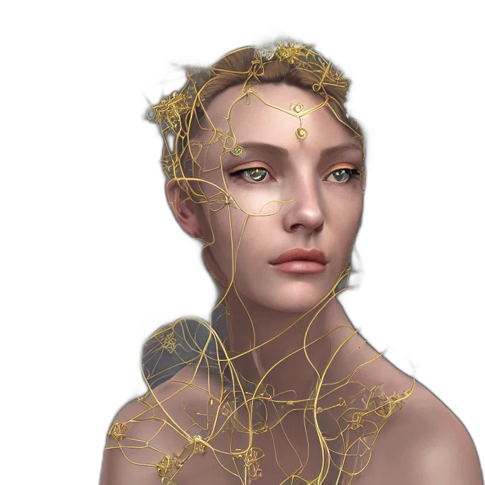 crown, face, jewelry, mask, cyberpunk, concept art, 3d render, photorealistic transparent PNG cut-out