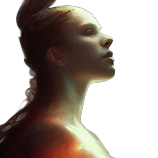 face, dress, crown, photorealistic, concept art, fantasy art, oil painting, outer space transparent PNG cut-out