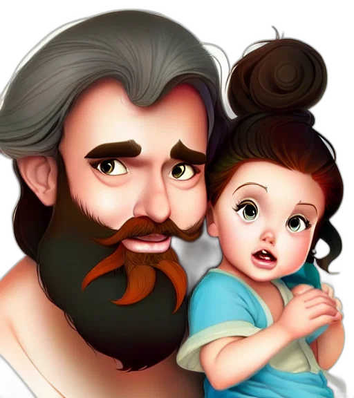 cartoon, photorealistic, pencil sketch, oil painting, long, haired, bearded, father transparent PNG cut-out