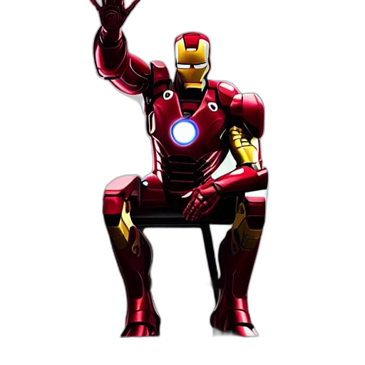 robot, comic book art, concept art, 3d render, pixel art, iron, man, sit transparent PNG cut-out