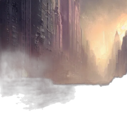 sword, concept art, fantasy art, cyberpunk, photorealistic, fog, city street, outer space transparent PNG cut-out