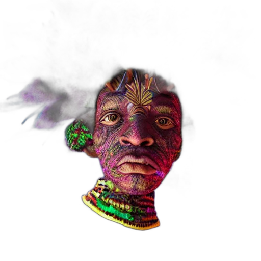 mask, face, staff, crown, 3d render, concept art, photorealistic, fantasy art transparent PNG cut-out