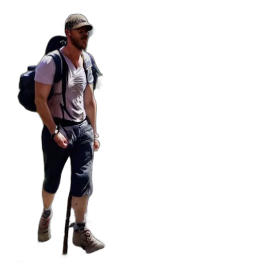 staff, hat, jacket, weapon transparent PNG cut-out