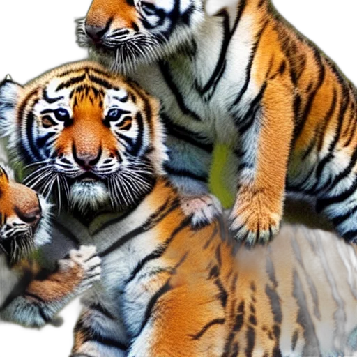 animal, creature, photorealistic, 3d render, oil painting, concept art, baby, tiger transparent PNG cut-out