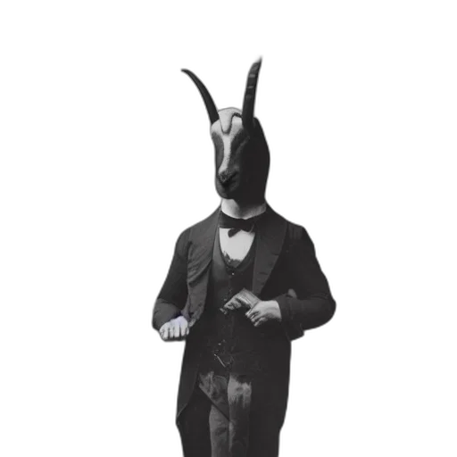 mask, animal, hat, dress, concept art, photo, goat-headed, victorian-style transparent PNG cut-out
