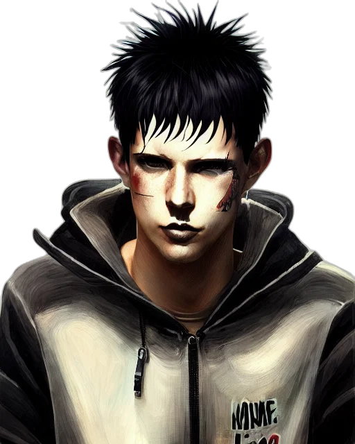 face, jacket, comic book art, fantasy art, photorealistic, concept art, dark, portrait transparent PNG cut-out