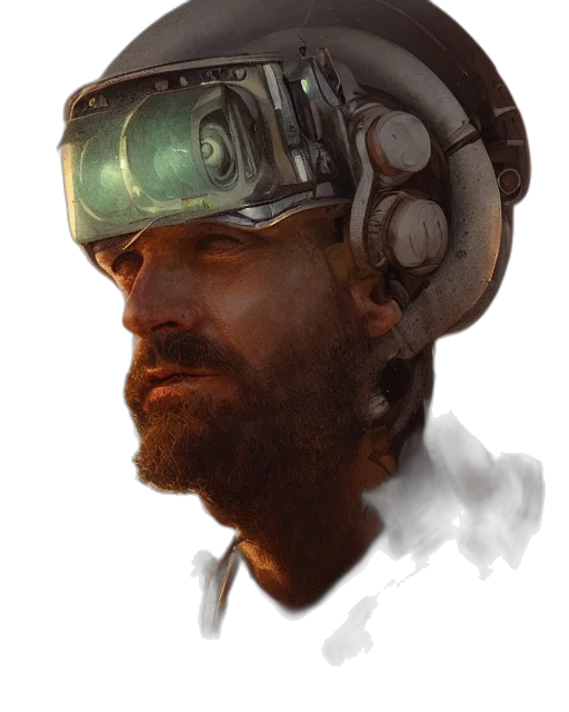 robot, face, mask, hat, concept art, cyberpunk, photorealistic, fantasy art transparent PNG cut-out