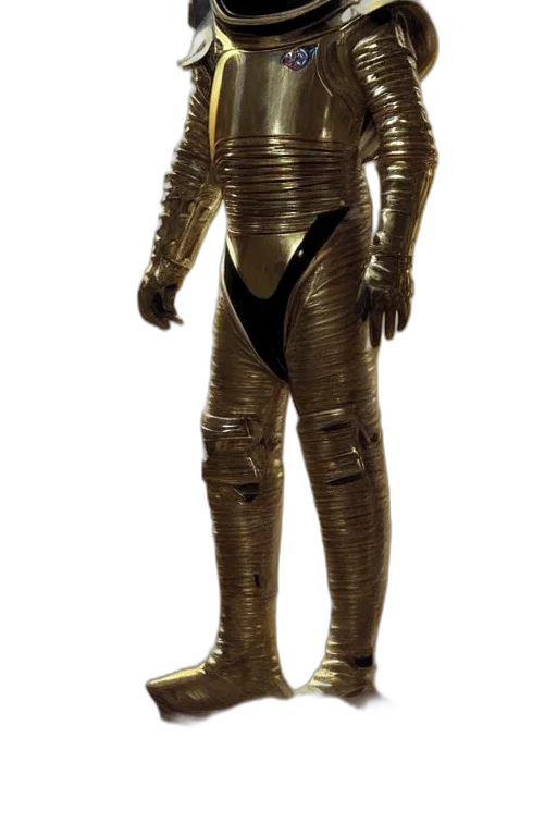 robot, staff, 3d render, concept art, golden, knights, templar, space transparent PNG cut-out