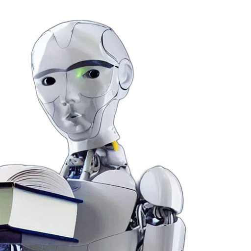 robot, humanoid, holding, glowing transparent PNG cut-out