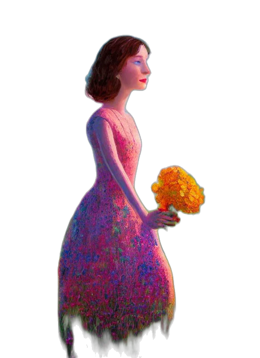 dress, flower, crown, robot transparent PNG cut-out
