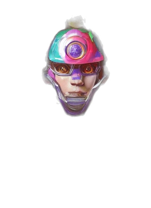 mask, robot, face, hat, vaporwave, 3d render, cyberpunk, concept art transparent PNG cut-out