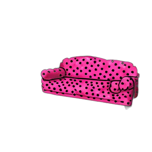 furniture, shoes, hat, umbrella, 3d render, neon, pink, couch transparent PNG cut-out
