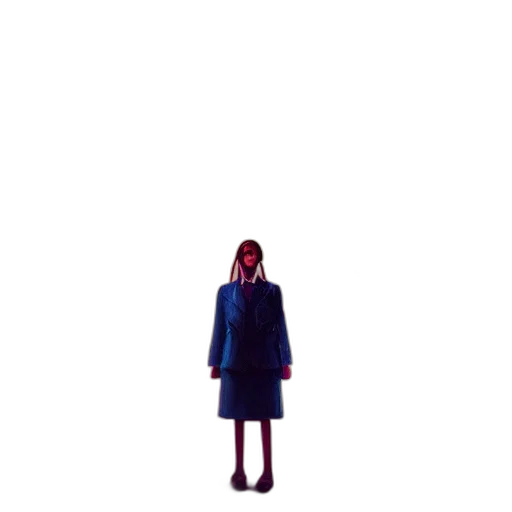 jacket, dress, umbrella, creature, pixel art, concept art, 3d render, vaporwave transparent PNG cut-out