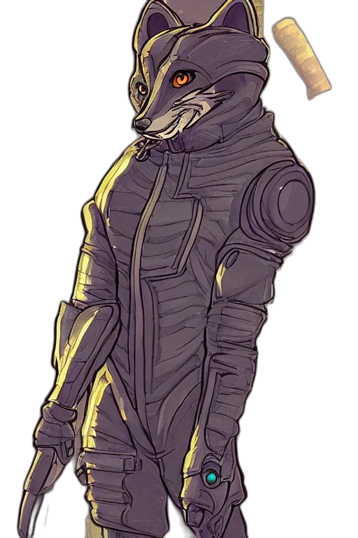 mask, jacket, creature, staff transparent PNG cut-out