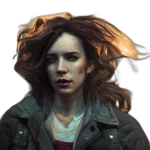 jacket, hair, face, concept art transparent PNG cut-out