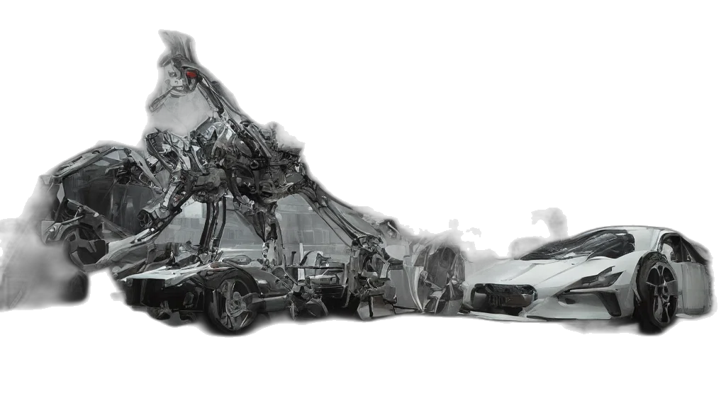 car, robot, shoes, weapon, concept art, 3d render, photorealistic, comic book art transparent PNG cut-out