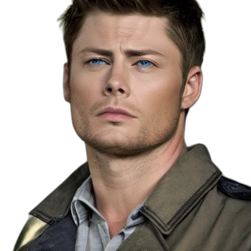 face, jacket, staff, photorealistic transparent PNG cut-out