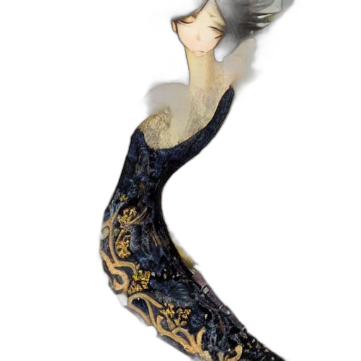 dress, hair, dragon, staff transparent PNG cut-out
