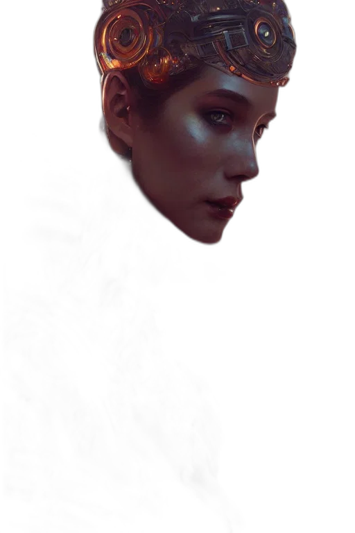 face, mask, crown, creature, photorealistic, concept art, fantasy art, cyberpunk transparent PNG cut-out