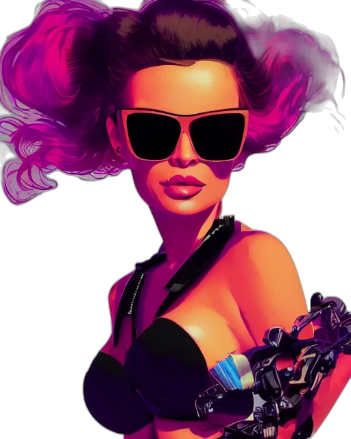 hair, comic book art, photorealistic, cyberpunk transparent PNG cut-out