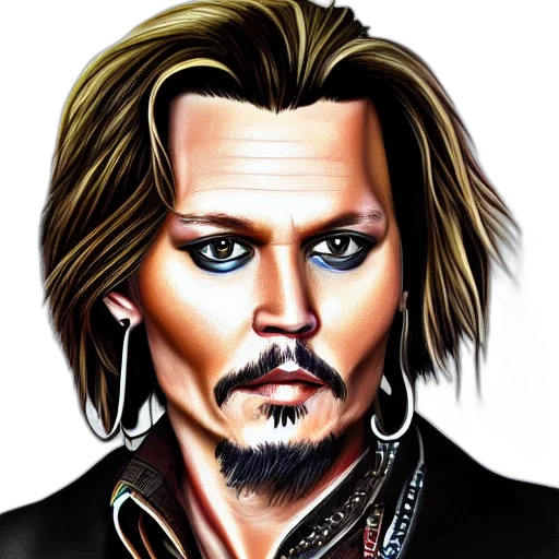 face, photorealistic, cartoon, fantasy art, comic book art, portrait, jonny, depp transparent PNG cut-out