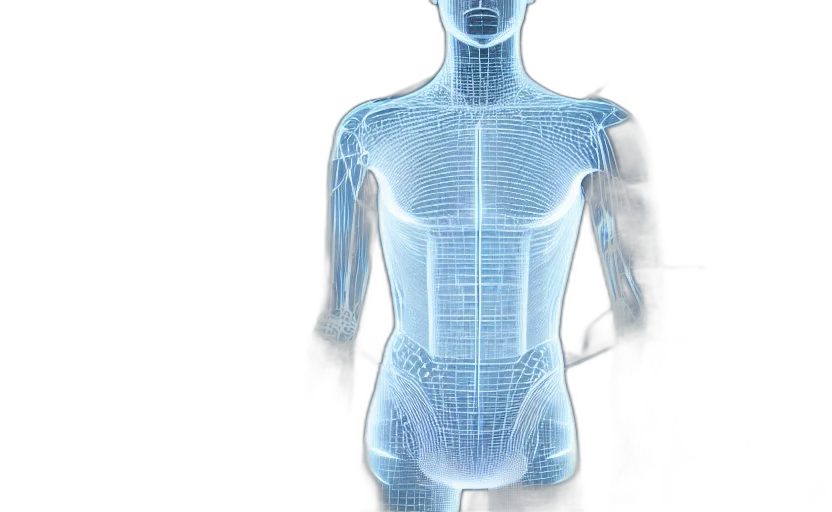 robot, human, performance, wireframe transparent PNG cut-out